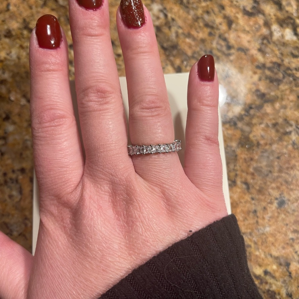 PAVOI 14k gold plated ring, cubic zirconia, 3mm princess cut stackable ring